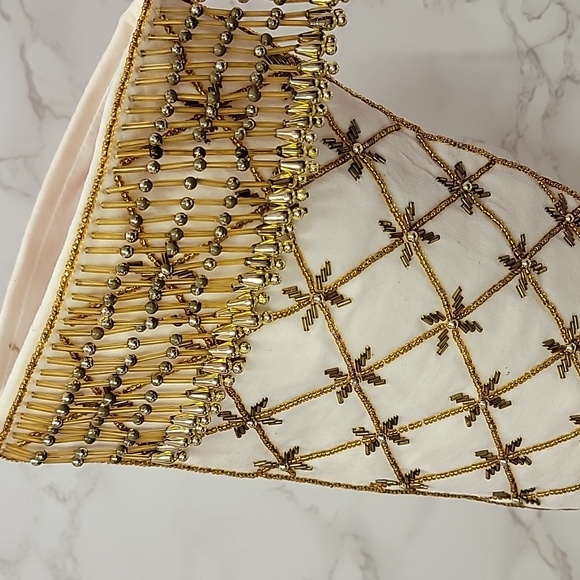 Vintage Victorian Shoe Boot beaded Christmas stocking - Picture 5 of 9